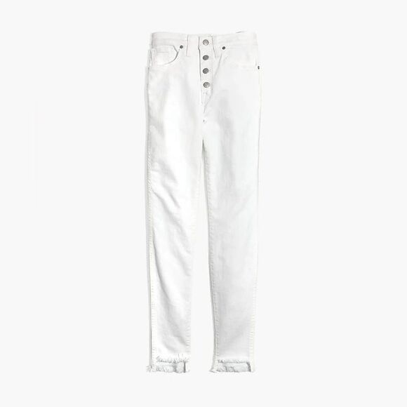 NWT Madewell 10" High Rise Skinny Jeans in Pure White: Step-Hem Edition - Picture 5 of 10